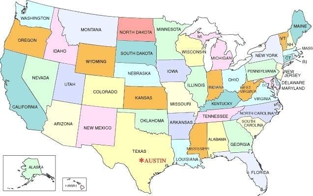 Austin í usa kort