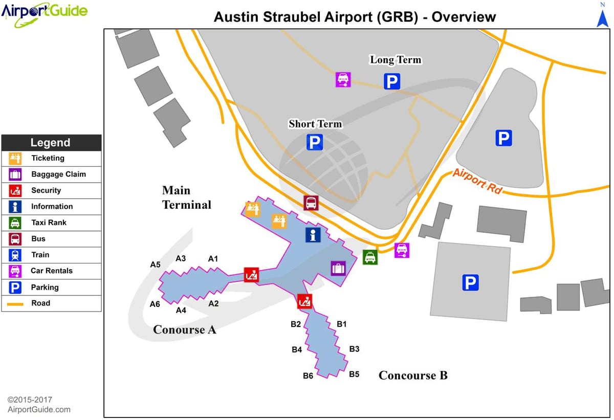 Austin flugvöllur kort terminal