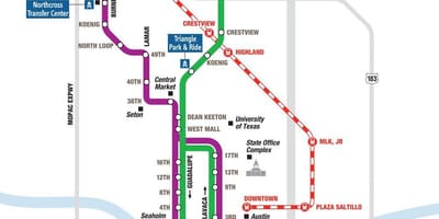 Metro járnbrautum Austin kort