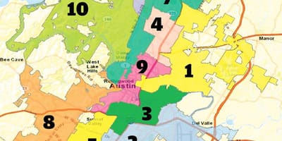 Austin, texas umdæmi kort
